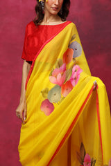 Blooming Buttercups chiffon saree