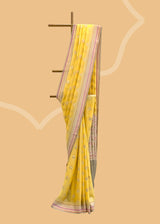 Yellow Meenakari Handpainted Saree