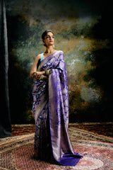 Shobhaa Dé in our Periwinkle Twilight Saree