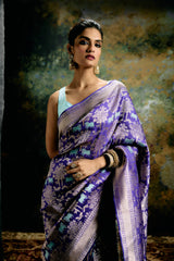 Shobhaa Dé in our Periwinkle Twilight Saree