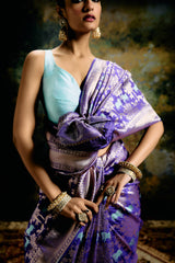 Shobhaa Dé in our Periwinkle Twilight Saree