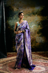 Shobhaa Dé in our Periwinkle Twilight Saree