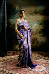 Shobhaa Dé in our Periwinkle Twilight Saree