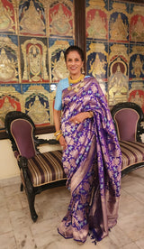 Shobhaa Dé in our Periwinkle Twilight Saree