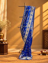 Sapphire Blue Silver Zari Banarasi Saree