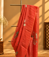 Red Printed Chanderi Saree