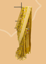 Yellow Ektara Kadhwa Pure Silk Benarasi Saree by Roliana Bridal sari