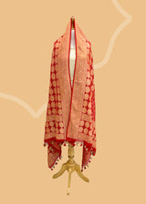 Red banarasi dupatta