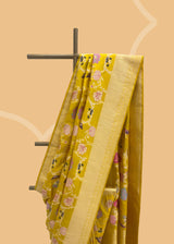 Yellow Ektara Kadhwa Pure Silk Benarasi Saree by Roliana Bridal sari