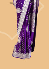 Purple Mashru Silk Pure Zari Benarasi Saree