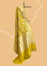 Yellow Ektara Kadhwa Pure Silk Benarasi Saree by Roliana Bridal sari