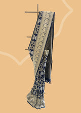 Blue Kadhwa Jangla pure Benarasi handwoven saree by Roliana Weaves New Delhi