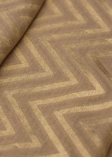 Chevron stripes brocade thaan in copper and gold zari. Shop pure handloom Benarasi Fabric thaans at Roliana Weaves New Delhi