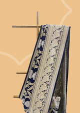 Blue Kadhwa Jangla pure Benarasi handwoven saree by Roliana Weaves New Delhi