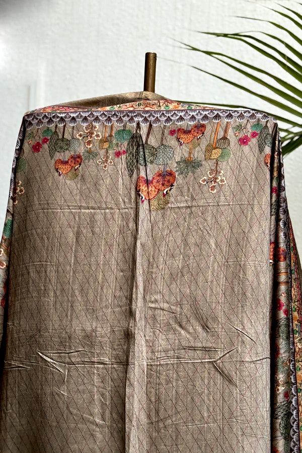 Walnut Brown Bootidar Chanderi Suit Set