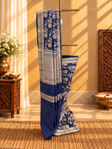 ⁠Royal Blue Gold Zari Banarasi Saree