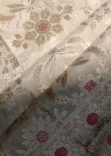 Cream woven thaan with meenakari border