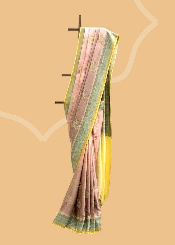 Salmon Pink Shaded Satin Silk Saree