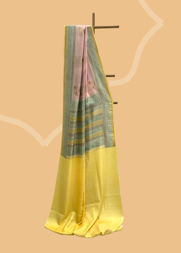 Salmon Pink Shaded Satin Silk Saree