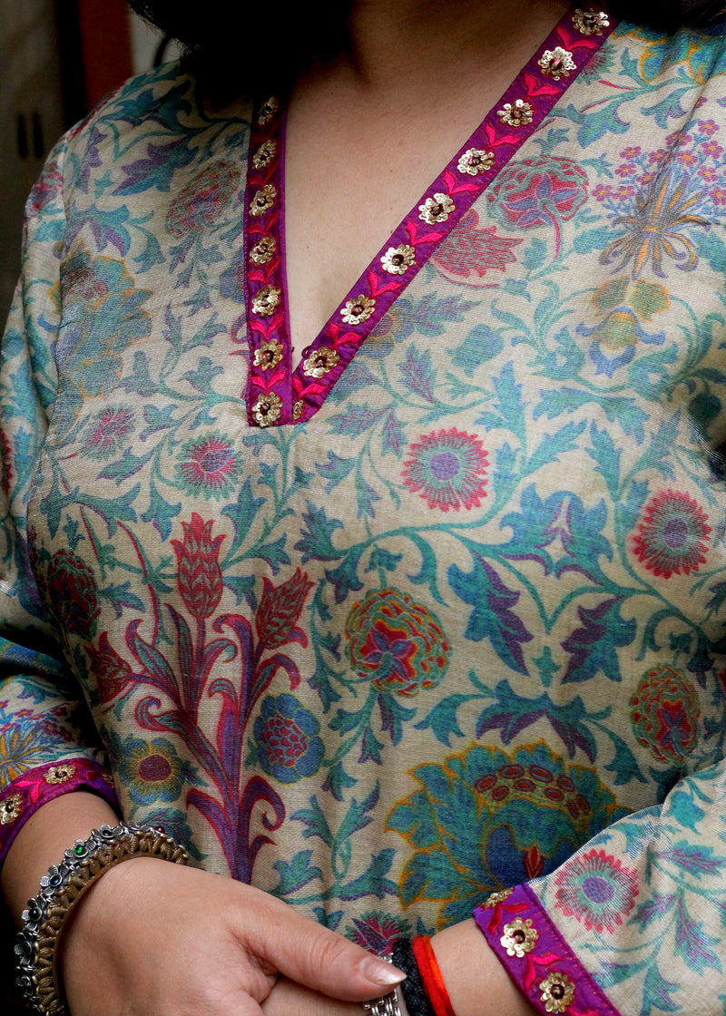Printed Tissue Georgette Sharara Set
