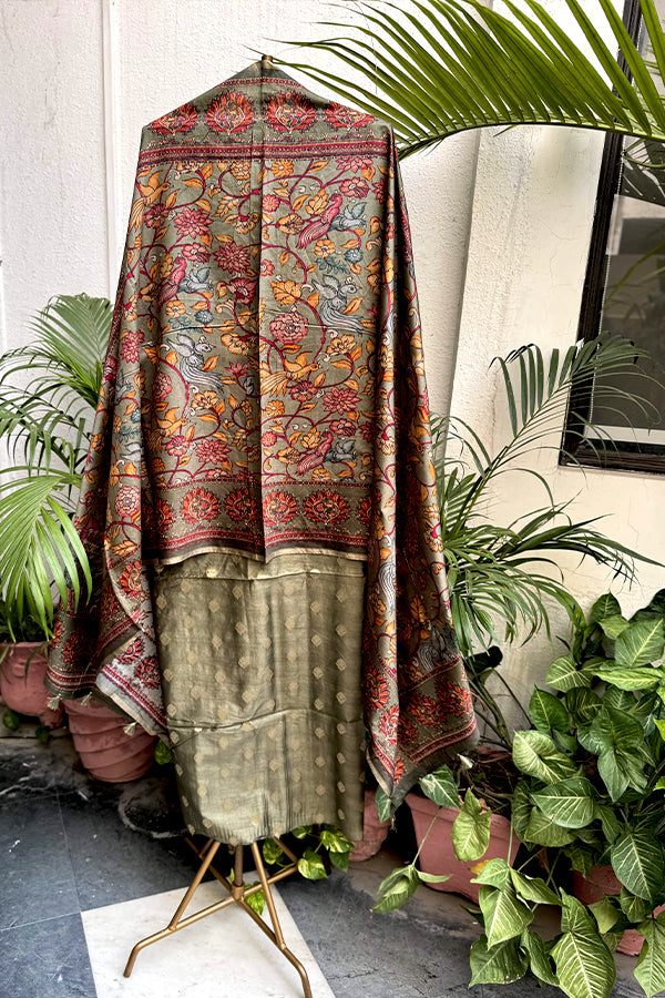Olive Green Bootidar Chanderi Suit Set