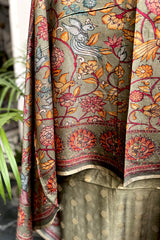 Olive Green Bootidar Chanderi Suit Set