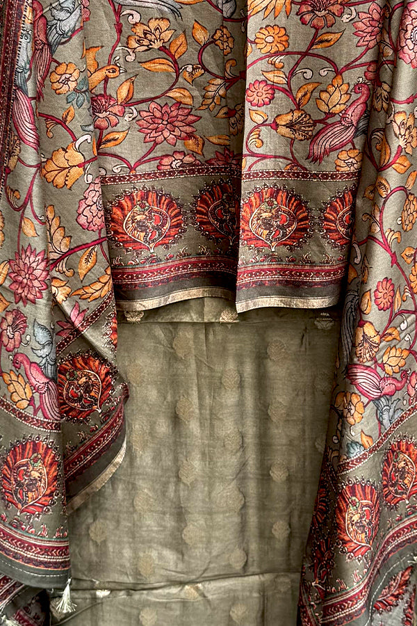 Olive Green Bootidar Chanderi Suit Set