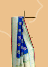 Indigo Floral Bunch Tussar Georgette Saree