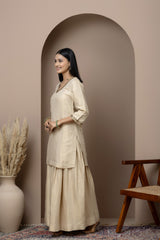 Bronze Georgette Tissue Stripe Sharara Set