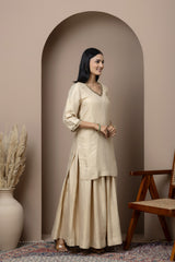 Bronze Georgette Tissue Stripe Sharara Set