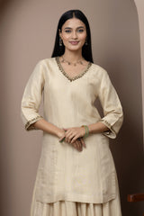 Bronze Georgette Tissue Stripe Sharara Set