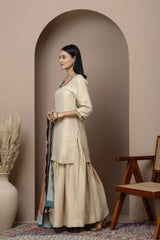 Peach & Aqua Tissue Georgette Dupatta