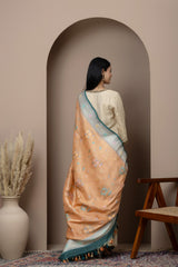 Peach & Aqua Tissue Georgette Dupatta