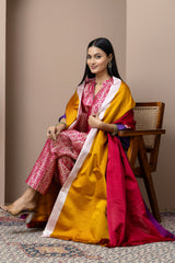 Red & Gold Satin Silk Dupatta