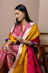 Red & Gold Satin Silk Dupatta