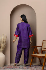 Purple Satin Silk Coord Set