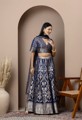 Navy Blue Silk Sharara Set