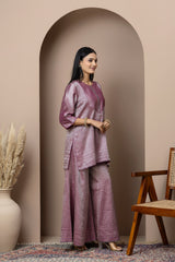 Purple & Silver Silk Sharara Set