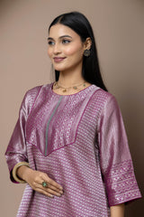 Purple & Silver Silk Sharara Set