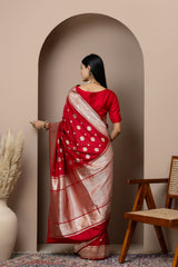Red Kadhwa Saree with Floral Border