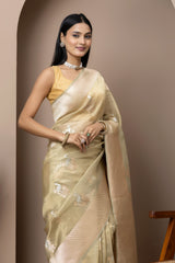 Sage Green Tissue Silk Saree