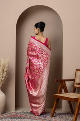 Rani Pink Meenakari Silk Saree