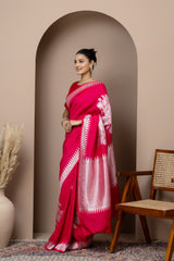 Tomato Red Floral Tussar Georgette Saree
