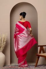 Tomato Red Floral Tussar Georgette Saree