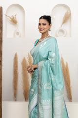Sky Blue Ektaara Soft Silk Saree
