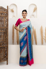 Powder Blue Meenakari Tussar Georgette Saree