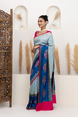 Powder Blue Meenakari Tussar Georgette Saree