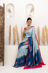 Powder Blue Meenakari Tussar Georgette Saree