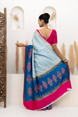 Powder Blue Meenakari Tussar Georgette Saree