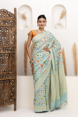 Powder Blue Meenakari Georgette Saree